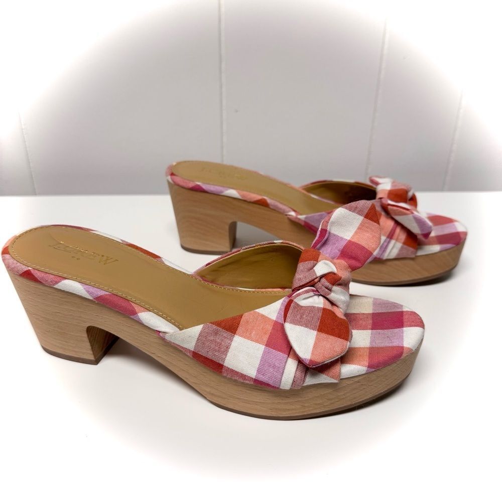 J. Crew Plaid Printed Now Peep Toe Sandals Size  7.5